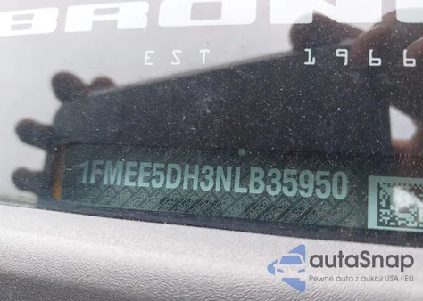 2022 Ford Bronco Black Diamond из США, поврежденный, VIN 1FMEE5DH3NLB35950